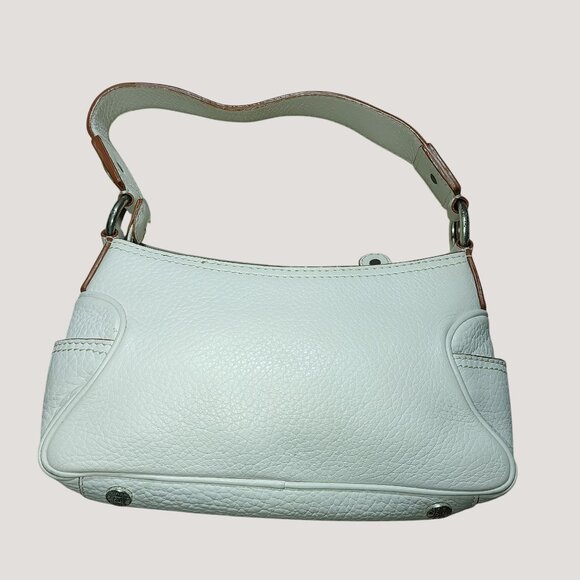 Michael Kors White Leather Shoulder Bag Accents Silver Hardware Crossbody Hoops - Picture 3 of 10